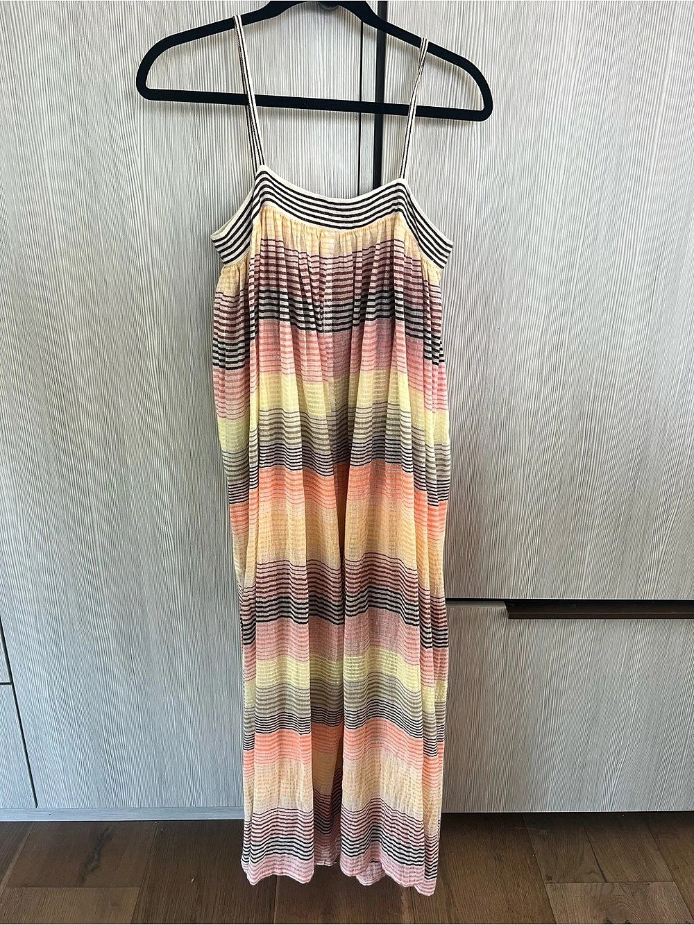 lemlem Emi Slip Dress Striped Maxi Dress in Pink & Yellow XS NWT